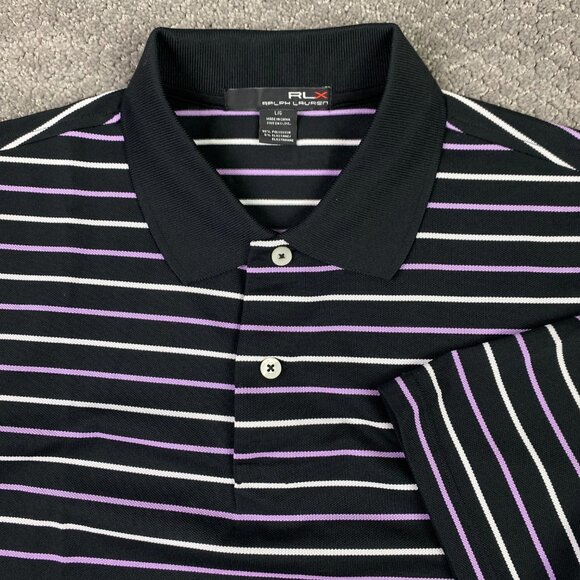 RLX Ralph Lauren Other - NWOT Ralph Lauren RLX Polo Shirt Men's Large Black Lilac White Striped Stretch